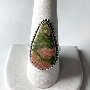 UNAKITE Genuine Stone 925 Sterling Silver Ring
